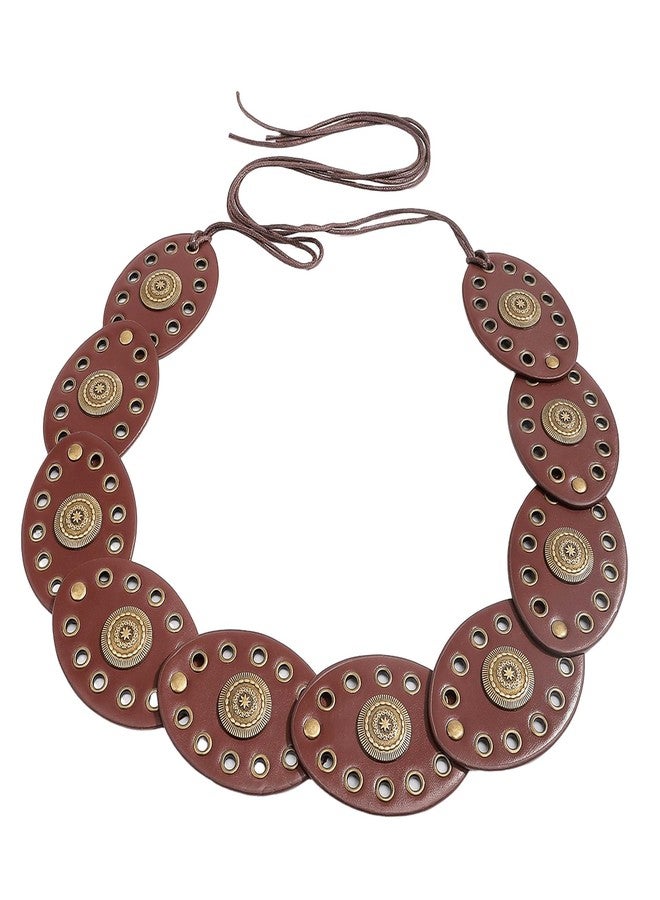CaySep Western-Chunky-Wide-Disc-Belt for Women PU Leather Lace-up Cowgirl Waist Belt for Jeans Dress Skirt - Image 3